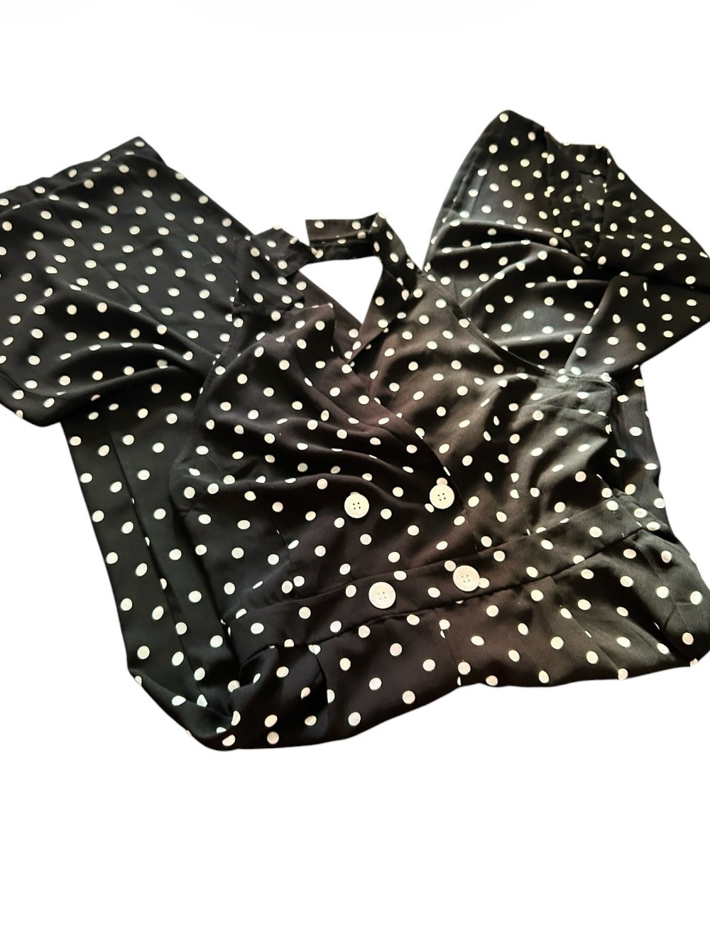 Black & White Polka Dot Button-Front jumpsuit